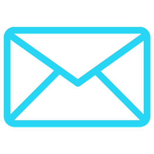 Cyan envelope icon for email contact and electrical service enquiries.