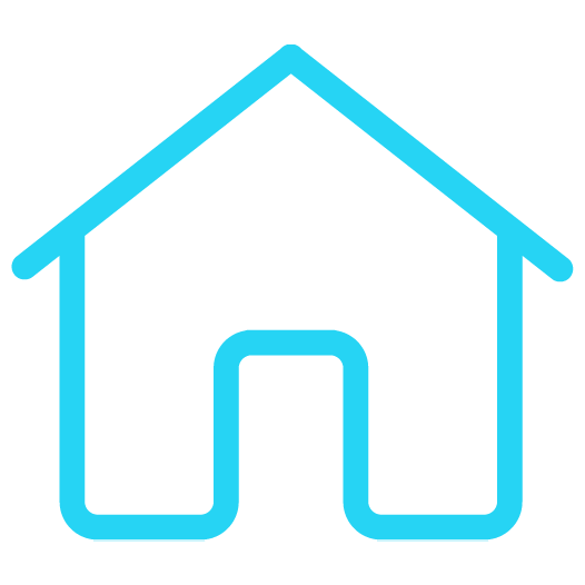 Cyan home icon used for store hours and electrical service enquiries.