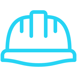 Cyan hard hat icon representing Voltpro’s commitment to electrical safety and compliance.